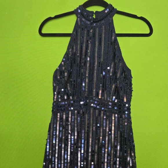 Verty Embellished Halter Cocktail Dress Black/Navy S - Picture 2 of 7